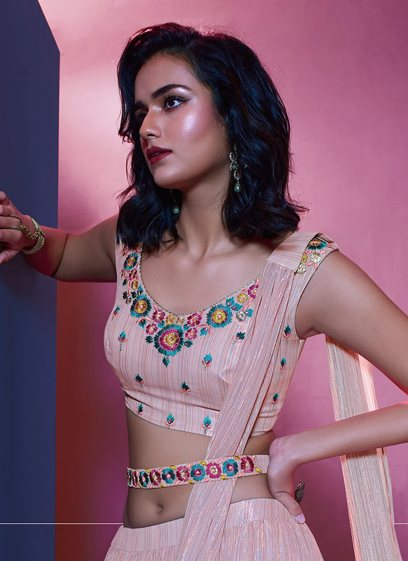 Pink Art Silk Lehenga Party Wear 4 Pink Art Silk Lehenga Party Wear - Image 4