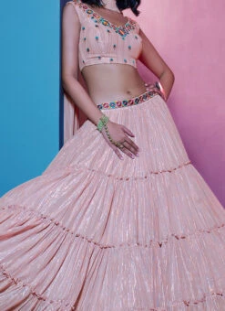 Pink Art Silk Lehenga Party Wear