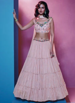 Pink Art Silk Lehenga Party Wear 6 Pink Art Silk Lehenga Party Wear -C Bazaar Shop pink art silk lehenga ghsdrs6001 u