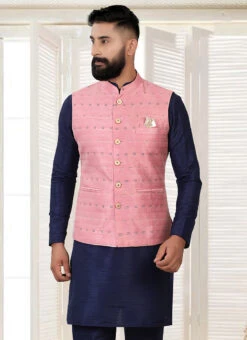 Pink Art Silk Nehru Jacket 5 Pink Art Silk Nehru Jacket -C Bazaar Shop pink art silk nehru jacket jmkmdc1383 b