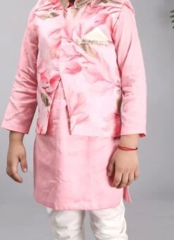 Pink Art Silk Printed Bandi Set Party Wear