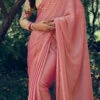 Pink Art Silk Saree With Printed Blouse Party Wear
