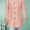 Pink Banarasi Silk Jacquard Indowestern Sherwani Party Wear