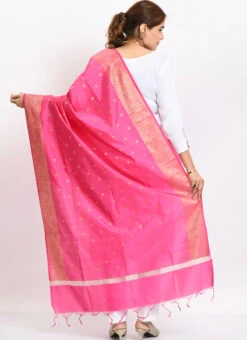 Pink Banarasi Silk Weaving Work Dupatta Work Wear -C Bazaar Shop pink banarasi silk weaving work dupatta dpdmimfd177 b