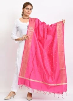 Pink Banarasi Silk Weaving Work Dupatta Work Wear -C Bazaar Shop pink banarasi silk weaving work dupatta dpdmimfd177 u