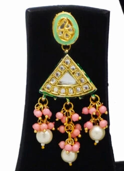 Pink Blue Kundan Necklace Set Party Wear