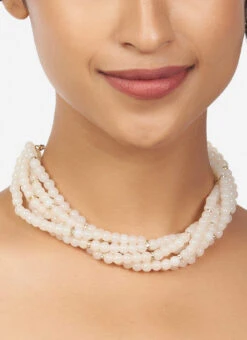 Pink Brass Pearl Necklace Party Wear -C Bazaar Shop pink brass pearl necklace jymjbr89 b