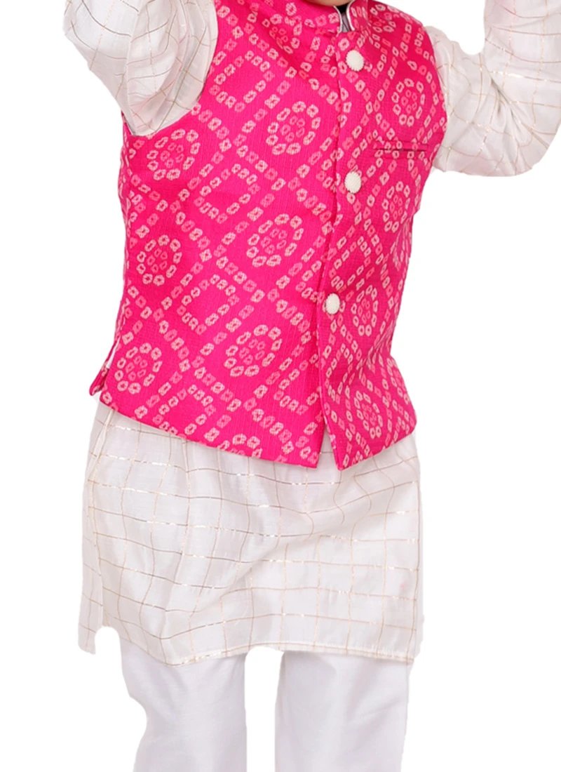 Pink Chanderi Cotton Bandhini Printed Bandi Set Party Wear 1 Pink Chanderi Cotton Bandhini Printed Bandi Set Party Wear