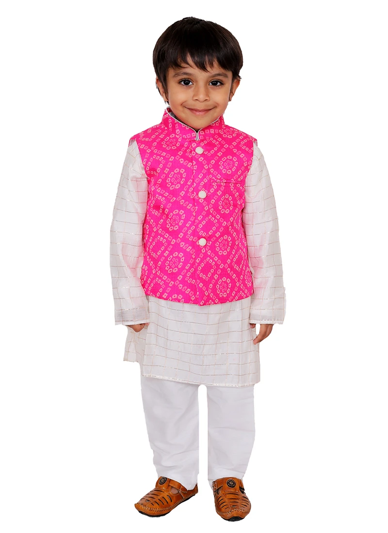 Pink Chanderi Cotton Bandhini Printed Bandi Set Party Wear 2 Pink Chanderi Cotton Bandhini Printed Bandi Set Party Wear - Image 2