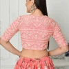 Pink Chinon Embroidered Blouse Festive Wear