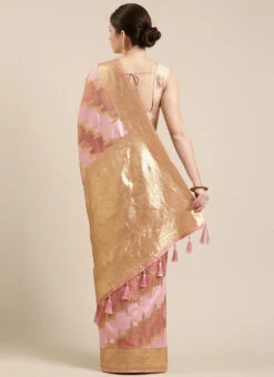Pink Color Organza Zari Weaving Saree Festive Wear -C Bazaar Shop pink color organza zari weaving saree sasacw1577 b