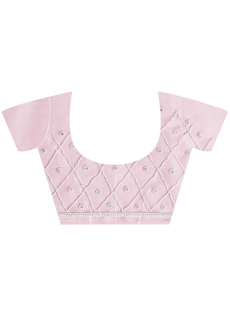 Pink Colour Jimmy Choo Handwork Saree Party Wear 4 Pink Colour Jimmy Choo Handwork Saree Party Wear - Image 4