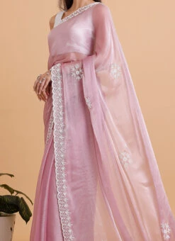 Pink Colour Jimmy Choo Handwork Saree Party Wear