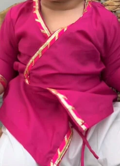 Pink Cotton Angrakha Top N Pyjama Party Wear