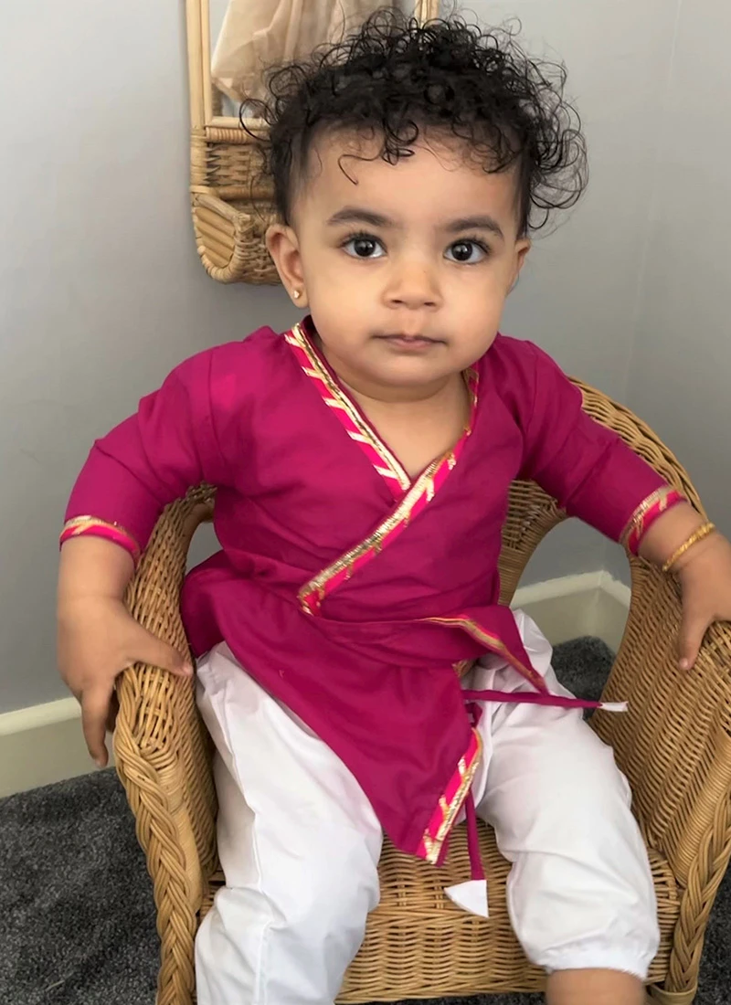 Pink Cotton Angrakha Top N Pyjama Party Wear 2 Pink Cotton Angrakha Top N Pyjama Party Wear - Image 2