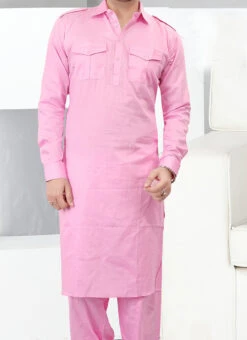 Pink Cotton Pathani Set Festive Wear