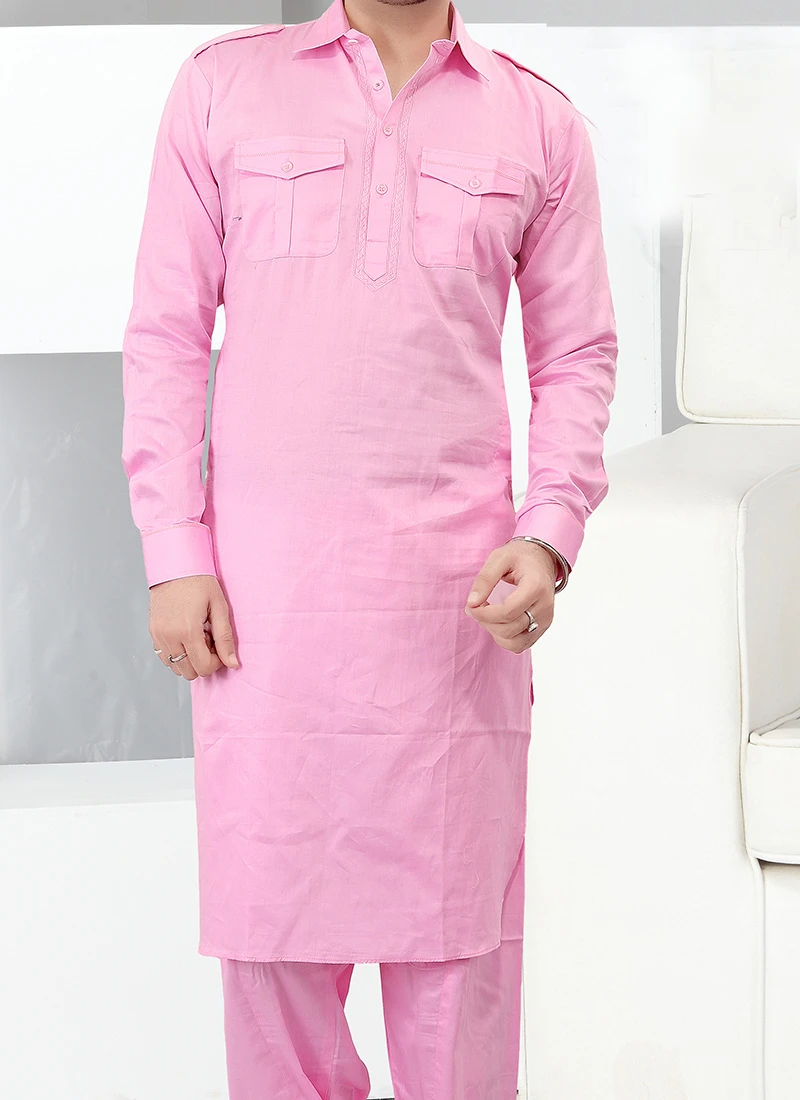 Pink Cotton Pathani Set Festive Wear 1 Pink Cotton Pathani Set Festive Wear