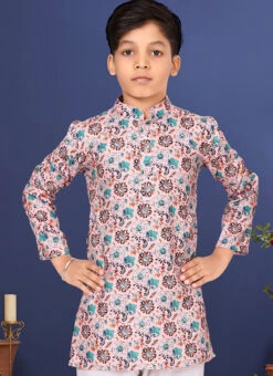 Pink Cotton Printed Boys Kurta Pyjama 5 Pink Cotton Printed Boys Kurta Pyjama -C Bazaar Shop pink cotton printed boys kurta pyjama kdbmvs621 b