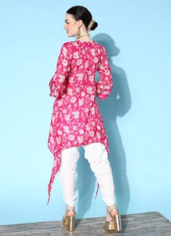 Pink Cotton Printed Kurta Dhoti Set After Six Wear -C Bazaar Shop pink cotton printed kurta dhoti set krsmz276733pi b