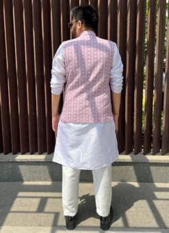 Pink Cotton Printed Nehru Jacket 5 Pink Cotton Printed Nehru Jacket -C Bazaar Shop pink cotton printed nehru jacket jmkmhe1843 b