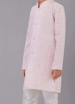 Pink Cotton Silk Embroidery Kurta Pyjama Party Wear