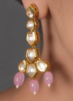 Pink Danglers Earrings Party Wear