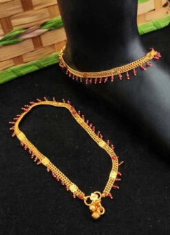 Pink Designer Anklets Party Wear -C Bazaar Shop pink designer anklets ankmjs397ru b