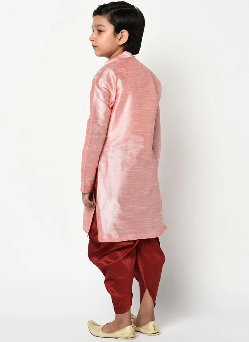 Pink Dupion Silk Embroidered Kurta Pyjama Party Wear 3 Pink Dupion Silk Embroidered Kurta Pyjama Party Wear - Image 3