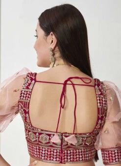 Pink Embroidered Blouse Festive Wear -C Bazaar Shop pink embroidered blouse BLBS02307606 b