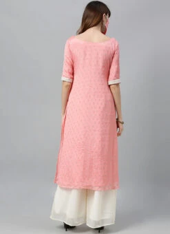 Pink Embroidered Calf Length Kurta Set After Six Wear -C Bazaar Shop pink embroidered calf length kurta set KSBS02007262 b