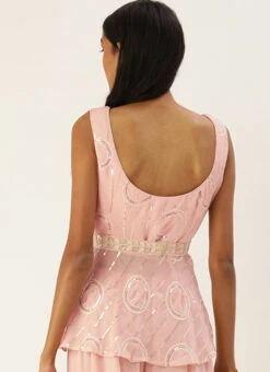 Pink Embroidered Peplum Blouse Festive Wear -C Bazaar Shop pink embroidered peplum blouse BLBS02307553 b
