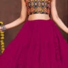 Pink Faux Crepe Bandhin Chaniya Choli Festive Wear