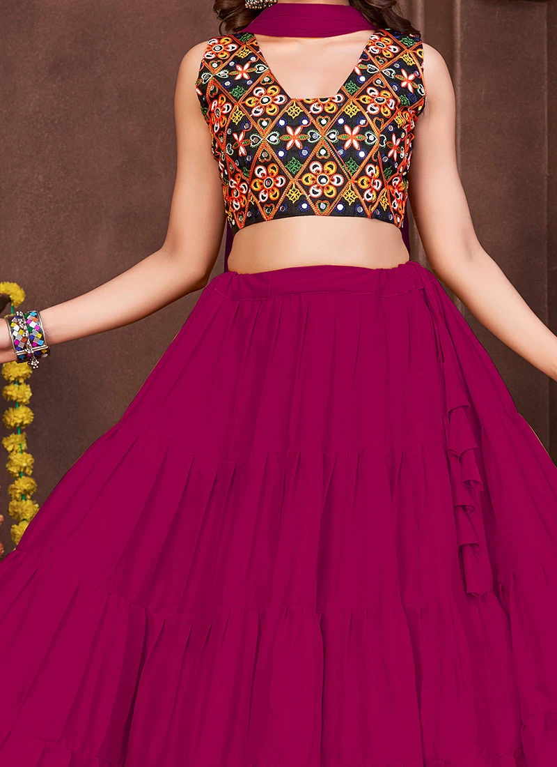 Pink Faux Crepe Bandhin Chaniya Choli Festive Wear 1 Pink Faux Crepe Bandhin Chaniya Choli Festive Wear