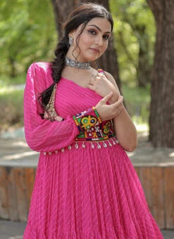 Pink Faux Georgette Gown After Six Wear -C Bazaar Shop pink faux georgette gown bgwrsacw8887 b