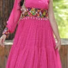 Pink Faux Georgette Gown After Six Wear