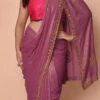Pink Faux Georgette Shimmmer Saree Festive Wear