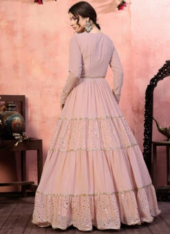 Pink Georgette Anarkali Gown Party Wear -C Bazaar Shop pink georgette anarkali gown bgwsom4526 b