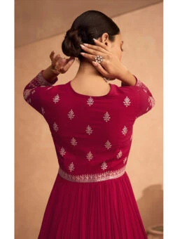 Pink Georgette Embroidered Anarkali Suit Festive Wear -C Bazaar Shop pink georgette embroidered anarkali suit slska43159485 b