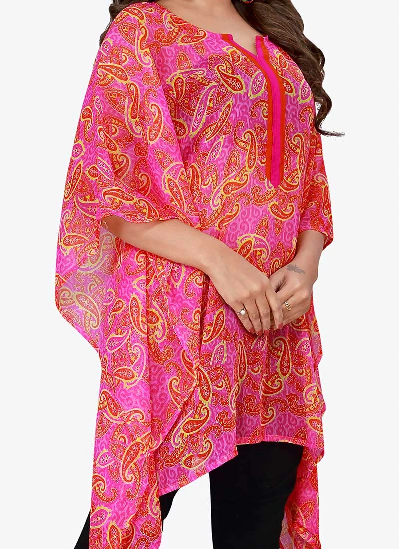 Pink Georgette Kaftan After Six Wear 1 Pink Georgette Kaftan After Six Wear
