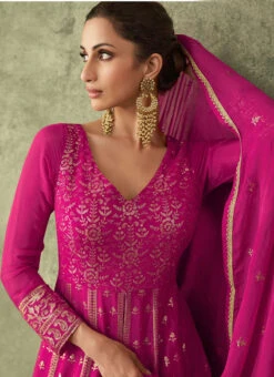 Pink Georgette Sequins Embroidery Long Choli Lehenga Wedding Wear -C Bazaar Shop pink georgette sequins embroidery long choli lehenga ghska43975244 b