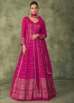 Pink Georgette Sequins Embroidery Long Choli Lehenga Wedding Wear -C Bazaar Shop pink georgette sequins embroidery long choli lehenga ghska43975244 u
