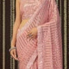 Pink Georgette Thread N Sequins Saree Party Wear