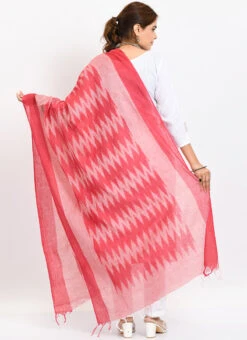 Pink Handloom Cotton Ikkat Printed Dupatta Work Wear -C Bazaar Shop pink handloom cotton ikkat printed dupatta dpdmimfd141 b
