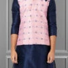 Pink Jacquard Silk Nehru Jacket