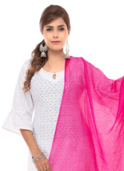 Pink Kota Cotton Dupatta Festive Wear -C Bazaar Shop pink kota cotton dupatta dpdmfmfd041 b
