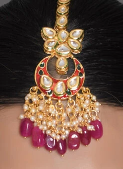 Pink Kundan Mangtikka Party Wear