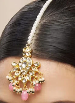 Pink Kundan Designer Mangtikka Party Wear