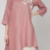 Pink Linen Kurta Palazzo Set Work Wear
