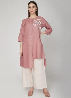Pink Linen Kurta Palazzo Set Work Wear 6 Pink Linen Kurta Palazzo Set Work Wear -C Bazaar Shop pink linen kurta palazzo set krsdvcsvts04 u