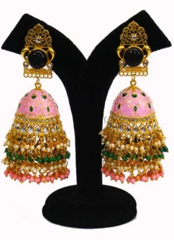Pink Meenakari Jhumka Party Wear -C Bazaar Shop pink meenakari jhumka erddrj9155h b
